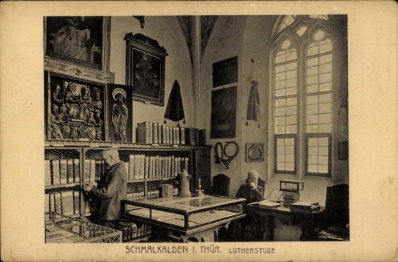Postcard Schmalkalden in the Thuringian Forest, Lutherstube, Library