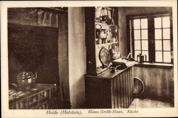 Ak Heide in Dithmarschen, Blick in die Küche vom Klaus Groth Haus