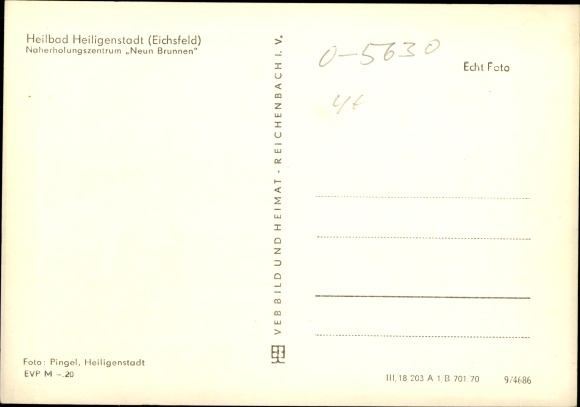 Postcard Heilbad Heiligenstadt Eichsfeld Thuringia, local recreation center nine fountains, terrace area