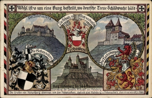 Coat of arms Postcard Hohenberg in Lower Austria, Hohenburg Castle, Zoller, Hohenzollern, Habsburg