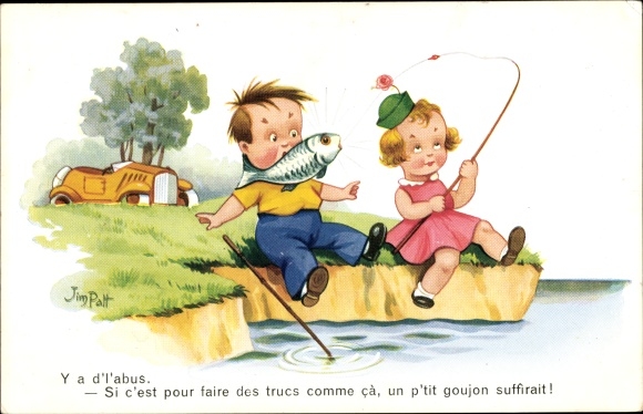 Artist PC Patt, Jim, boy and girl fishing