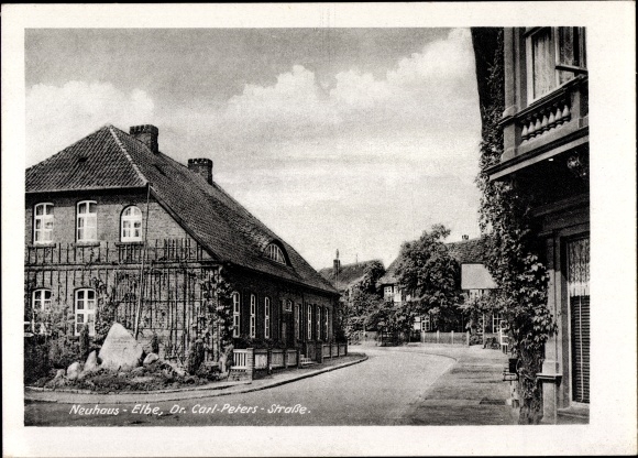 Postcard Neuhaus an der Elbe, Dr. Carl-Peters-Strasse