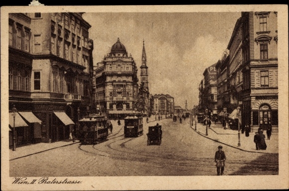KP Wien Leopoldstadt, widok na Praterstrasse, tramwaj