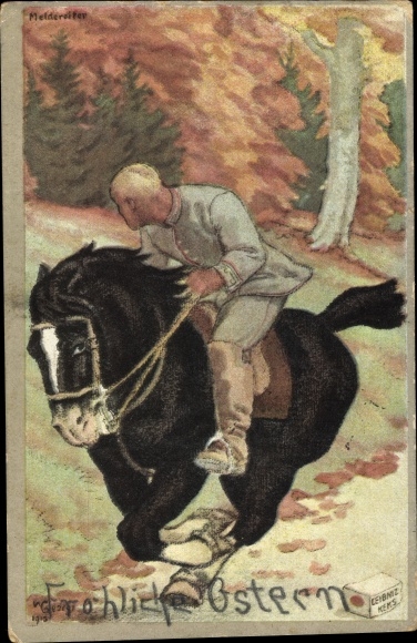 Artist PC Georgi, W., congratulations Easter, message rider, Leibniz biscuit, advertisement