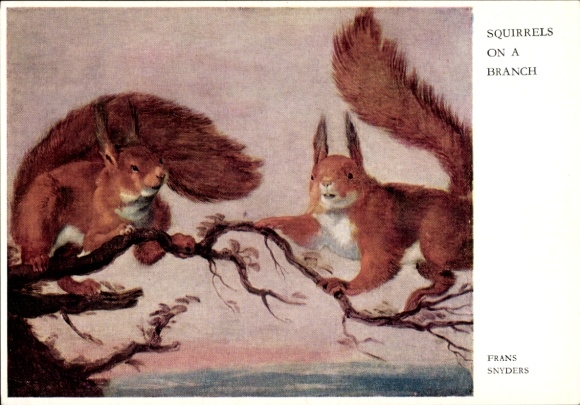 Artist Postcard Snyders, F., Two squirrels on a branch