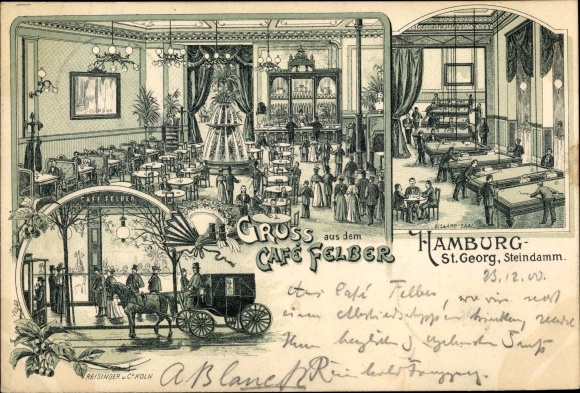 Chromo-Litho Hamburg Mitte St. Georg, Café Felber, Steindamm