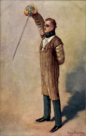 Studentika Artists Postcard Mühlberg, Georg, The Mr. Paukant, Student at the Mensur