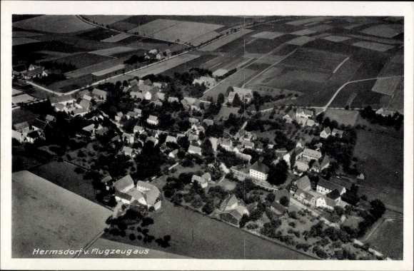 Postcard Hermsdorf am Wilisch Glashütte in Saxony, aerial photograph