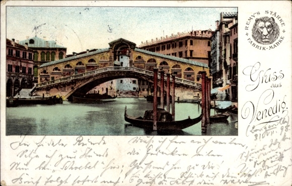 Postcard Venezia Venice Veneto, bridge, boats