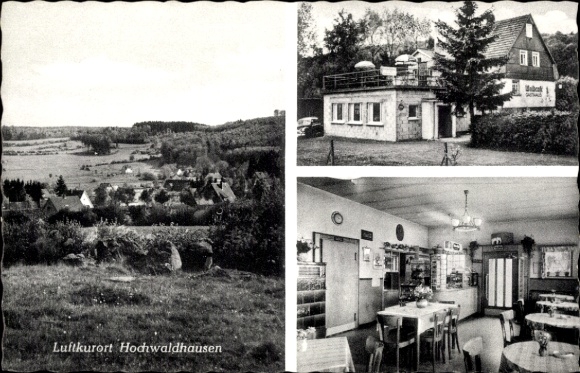 Postcard Hochwaldhausen Ilbeshausen Grebenhain Hesse, partial view, Pension Waldcafé