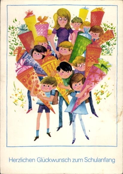 Postcard Congratulations School Enrollment, Students, School Cones
