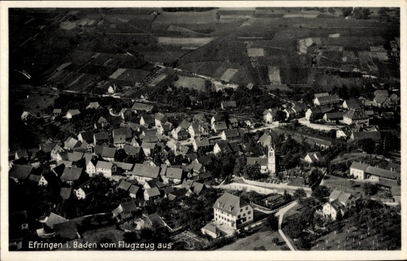 Postcard Efringen Kirchen am Oberrhein, aerial photograph