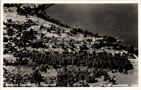 Postcard Ziegenhals Niederlehme Königs Wusterhausen in Brandenburg, aerial photograph, Crossinsee