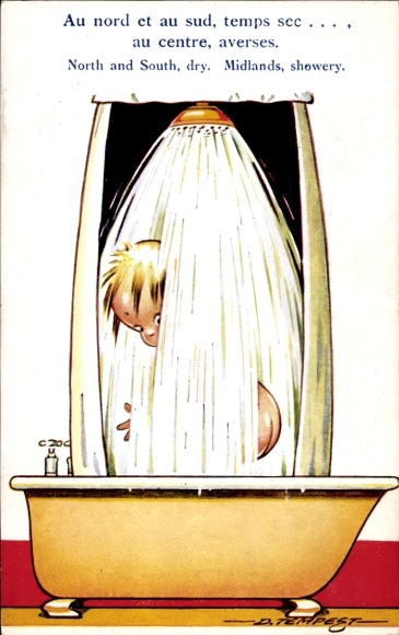 Künstler Ak Tempest, D., Kind unter der Dusche