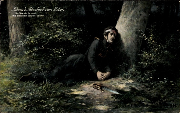 Ak Schriftsteller Theodor Körner, Abschied vom Leben