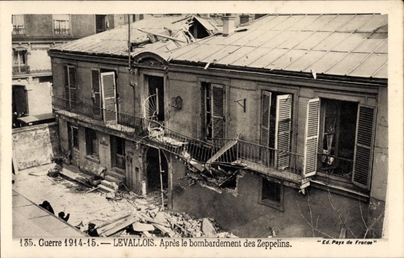 Ak Levallois Hauts de Seine, Apres le bombardement des Zeppelins, Guerre 1914-1915