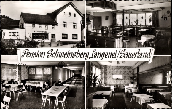 Postcard Langenei Lennestadt Sauerland, Pension Schweinsberg, interior view