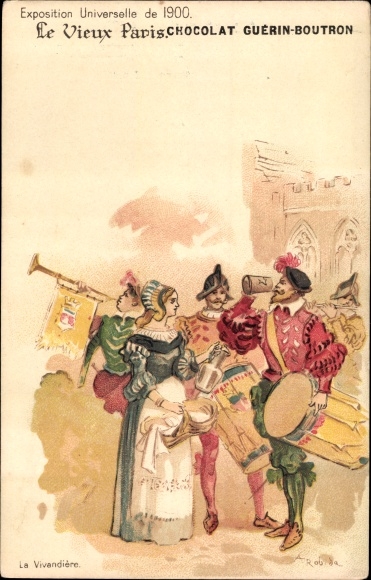 Künstler Litho Robida, A., Exposition Universelle de 1900, La Vivandiere, Reklame, Chocolat Guerin