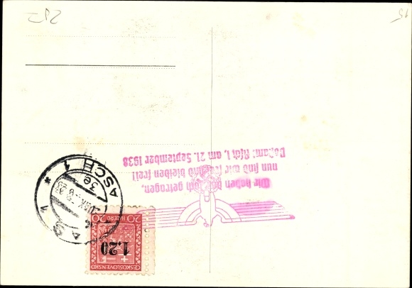 Postcard We did it, Asch is free, September 21, 1938, Sudetenland, Greater Germany