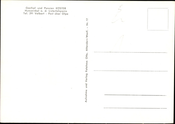 Postcard Hunswinkel Meinerzhagen in the Märkisches Kreis, Gasthof Pension Köster