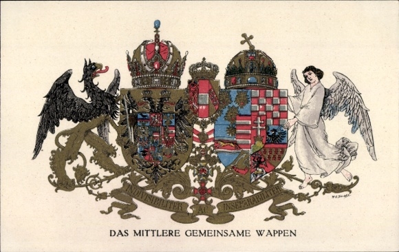 Coat of arms Postcard The middle common coat of arms, Austria Hungary