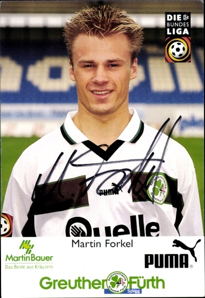 Autograph card footballer Martin Forkel, SpVgg Greuther Fürth, autograph