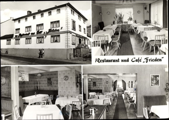 Postcard Schweina Bad Liebenstein in the Wartburg district, restaurant and café Frieden