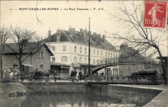 Ak Montceau les Mines Saône et Loire, Le Pont Tournant