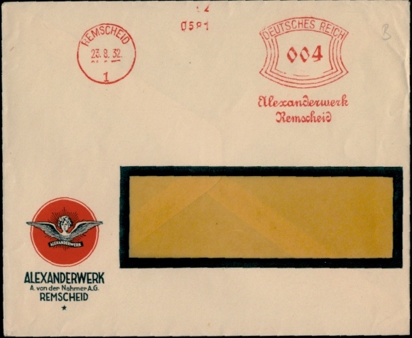 Envelope Alexanderwerk Remscheid, A. von der Nahmer AG