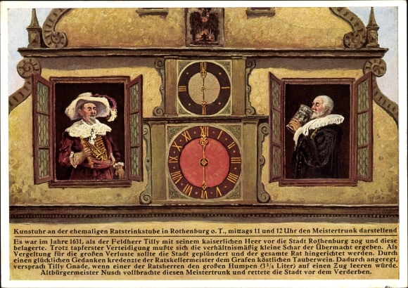 Artist PC Mößler Rothenburg oT, art clock at the former council drinking room, master drink