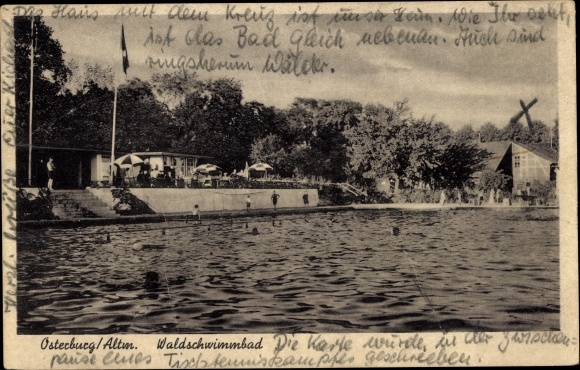 Postcard Osterburg in the Altmark, forest swimming pool