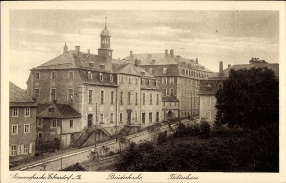 Postcard Ebersdorf in Thuringia, Sommerfusche Brothers' Church, Daughters' Home