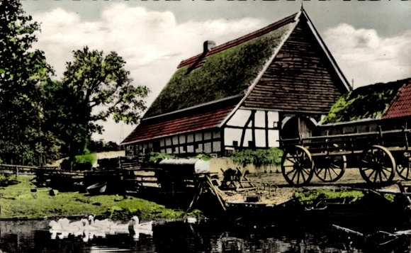 Ak Damme am Dümmer in Oldenburg, Heuerhaus in Hölte