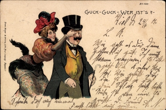 Litho Guck guck wer ist's? Elegantes Paar