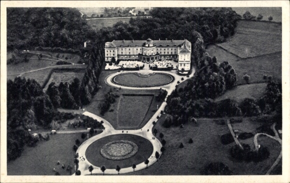 Postcard Pömbsen Bad Driburg in Westphalia, Bad Hermannsborn, aerial view of the spa, large garden