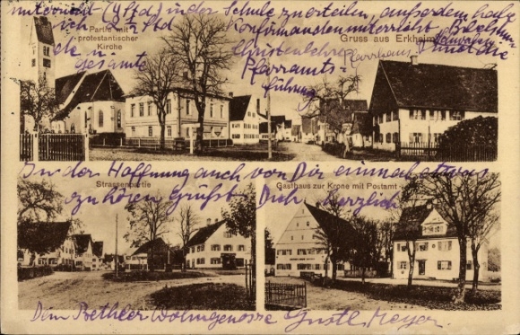 Ak Ostseebad Eckernförde, Protestantische Kirche, Pfarrhaus, Gasthaus zur Krone, Straßenansicht