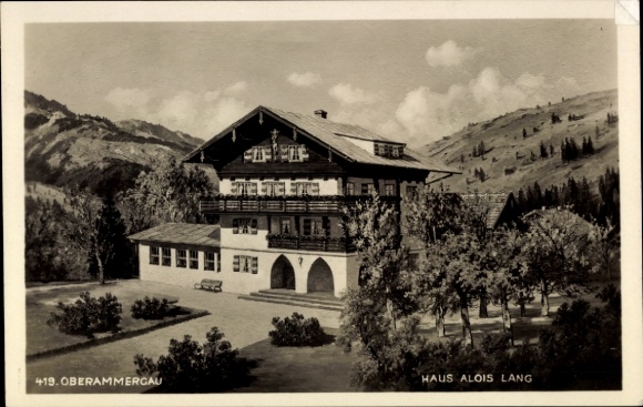 PC Oberammergau in Upper Bavaria, Alois Lang House, mountains in the background, nmotiv