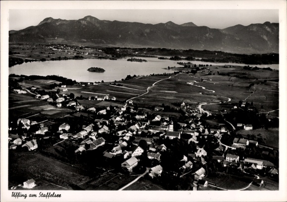Ak Uffing am Staffelsee Oberbayern, Fliegeraufnahme
