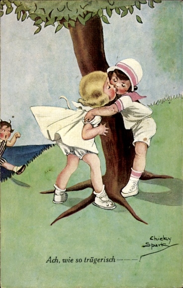 Artist Postcard Spark, Chicky, oh how deceptive, kissing couple