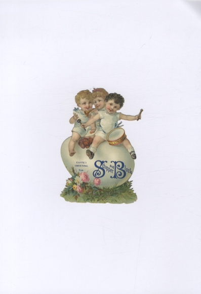 Wafer Easter greetings Schipper & Block, children, flowers, drum, trumpet, approx. 12 x 9 cm