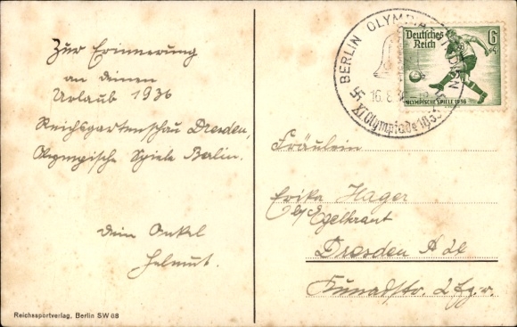 Postcard Olympia Berlin 1936, flags of the participating countries