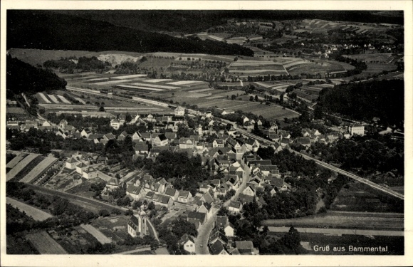Postcard Bammental in Baden, aerial photograph