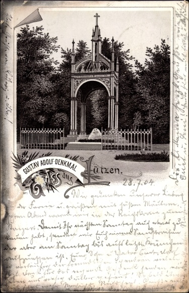 Litho Lützen im Burgenlandkreis, Ansicht vom Gustav Adolf Denkmal