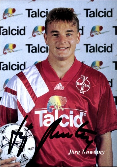 Autogrammkarte Fußballer Jörg Nowotny, Bayer Leverkusen, Autogramm
