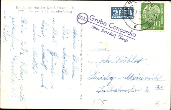 PC Betzdorf an der Sieg, convalescent home of the Westf. Women&#39;s Aid, Concordia