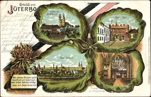 Klaverbladlitho Jüterbog in Brandenburg, Dammtor-toren, St. Nikolai-kerk, interieur