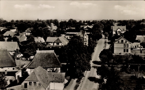 Ak Mylau Reichenbach im Vogtland, Luftaufnahme eines ruhigen Dorfes, Straßen und Häuser mit Bäume