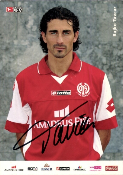Autograph card footballer Rajko Tavcar, 1. FSV Mainz 05, autograph