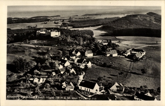 Postcard Kronburg Unterallgäu, aerial photograph