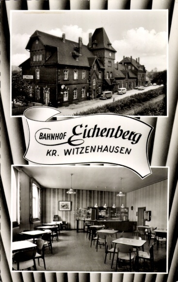 KP Neu Eichenberg w Hesji, front dworca kolejowego, restauracja